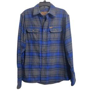 Orvis M Plaid Cotton Winter Classic Shacket Shirt Blue Gray